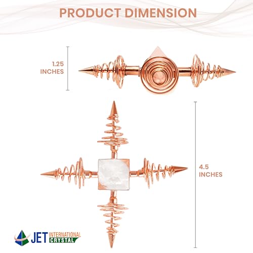 Image of Jet International 4 Point Copper Crystal Quartz Pyramid - For Business Success, Vastu, Positive Energy, Mental Peace, Love, Strength, and Family Bonding, Home And Office Decor (वास्तु उपाय)