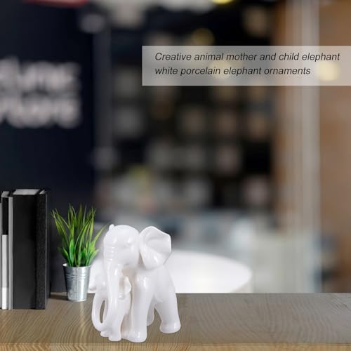 Éléphant décoratif céramique blanche figurine réaliste bureau SOLUSTRE