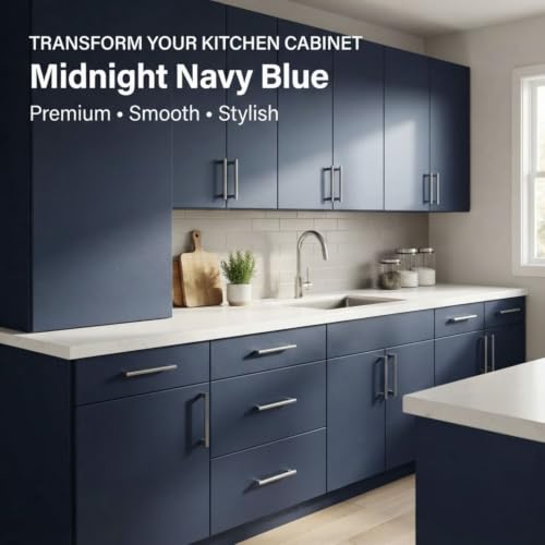 Image of WISDOM Midnight Blue Self Adhesive Wallpaper for Furniture & Cabinets Waterproof, Easy to Clean Peel and Stick Vinyl Film Kitchen Cabinet, Wardrobe, Shelf & Home Decor Makeover (20x48 in)