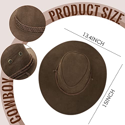 Image of Haysandy Halloween Men Cowboy Costume Hat with Bandana Belts Cowboy Cowgirl Hat Wide Cowgirl Brim Costume Accessories