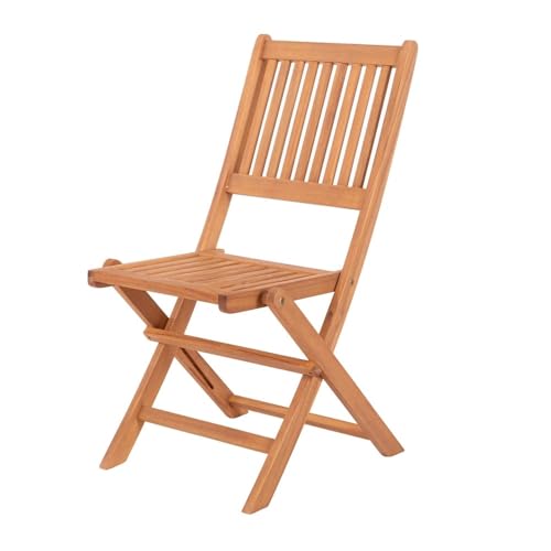 LOLAhome Silla de jardín Resistente y Plegable | De Madera natual sostenible de Acacia con FSC | para Exterior, jardín, terraza, balcón o Piscina | Kate