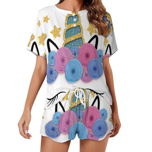 Pyjama pour femme manches courtes Fleur De Licorne anti-chaleur pour un sommeil serein