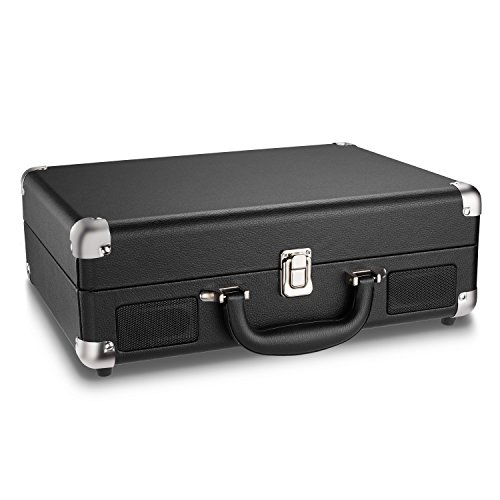Vinyl Record Player with Speakers 3 Speed Portable Turntable Suitcase Built in 2 Speakers RCA Line Out AUX Headphone Jack -Black - Thumbnail 7
