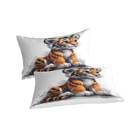 Housses de couettes 3D tigre imprimé microfibre parure de lit super king