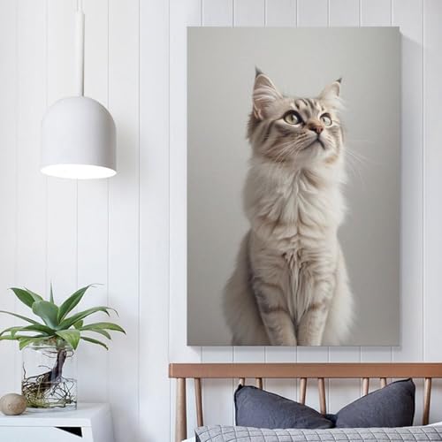 Lienzo decorativo de gato con pelaje claro y bigotes 5