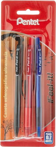 Pentel Caneta Esferográfica Feel It 0.7 mm Kit 3 Cores SM/BX417-ABC