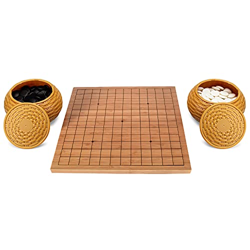 Set de Juego de Go para Principiantes Tablero Bambú Reversible miniatura 3