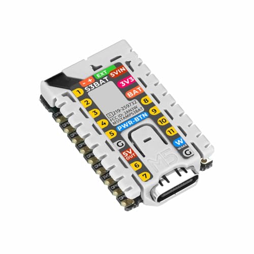 Módulo central Stamp-S3Bat con conector de batería y gestión de energía