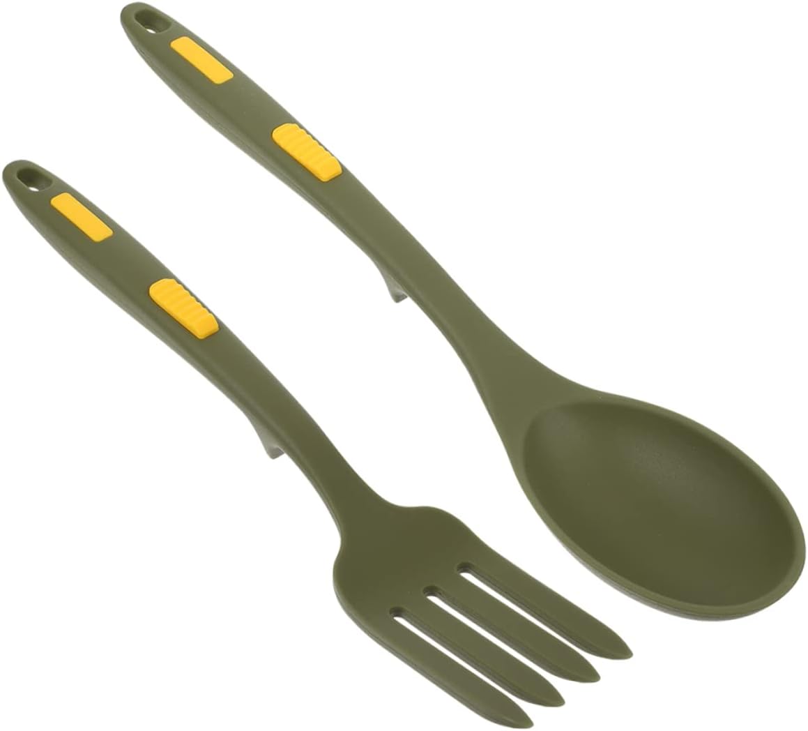 1set Pasta Fork and Silicone Spoon Set Heat-resistant Kitchen Cooking Utensils for Daily Use Lightweight and Odorless for Home Restaurants and More Set