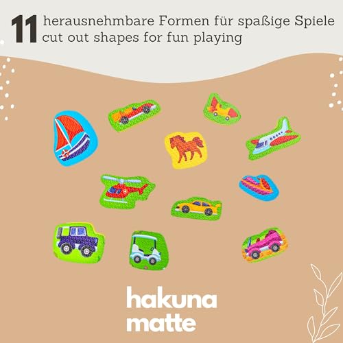 Hakuna Matte Straße Puzzlematte Baby 120x120 cm – Autoteppich Kinder 16 Platten, 11 Autos – 20% dickere & weichere Spielmatte – schadstofffreie, geruchlose, Pflegeleichte – plastikfreie Verpackung