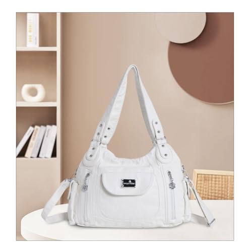 Angel Kiss Purses for Women, Large Shoulder Bag Hobo Tote Purse Mutipocket Faux Leather Satchel Hobo Purse