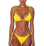 Bikini Triangulo Mujer Bikinis Bañador Halter Señora Conjunto Bikini Brasileño Mujer Push Up Bañadores Mujer Natacion Trajes de Baño Mujer 2 Piezas Bañador Trikini Surf Dos Piezas Mujer Amarillo S