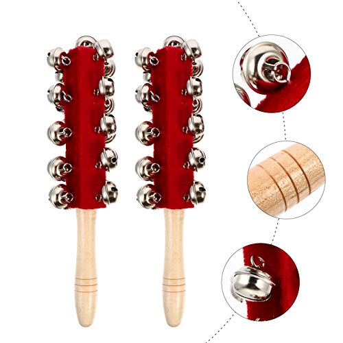 Ibasenice Instruments Hand Bell 2Pcs Sleigh Bells Jingler Bell Stick Plaything Kids Jingler Bell Stick Toy Jingler Bell Stick Instrument Jingle Bells Percussion Shakers Musical Instruments Hand Bell #TOP2