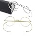 Round Glasses Gold Frame Glasses Wire Frame Eyeglasses Vintage Full-Frame Thin Temple Fashion Decorative Costume Gift (1.81in,silver)