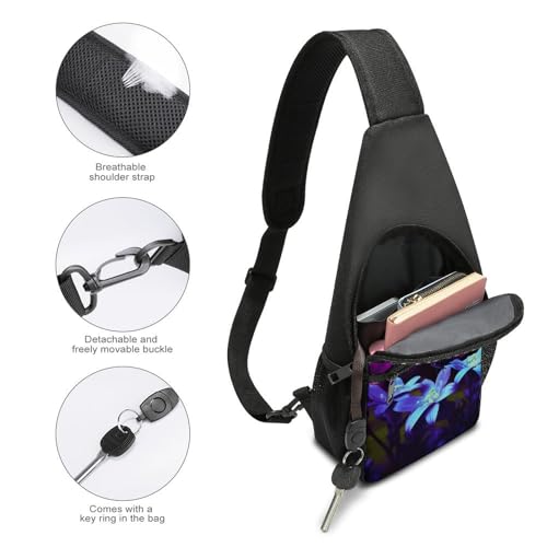 Bolso bandolera pequeño para día con flores moradas y mariposas miniatura 3