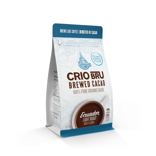 Crio Bru Brewed Cacao Ecuador Light Roast Coffee Alternative 100 Percent Pure Cacao Beans 99 Caffeine Free 10 Ounce Non Organic