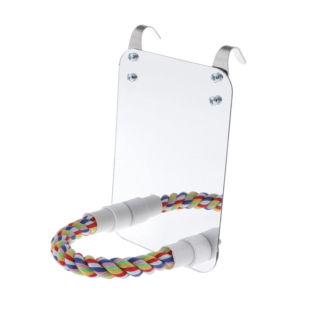 perfk Espejo de pájaro con Soporte para Percha para Loros pequeños, medianos y Grandes, periquitos, cacatúas, cotorras, agapornis, etc.