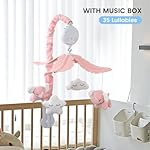 FEISIKE Baby Crib Mobile for Girls Boys with 3 Modes Digital Musical Motor（Rotating Only, Music Only, Rotating & Music, 35 Lullabies, Pink Elephant Nursery Mobile, Knob Type - Image 2