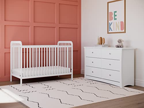 image for Storkcraft Crescent 6 Drawer Double Dresser (White) – GREENGUARD Gol