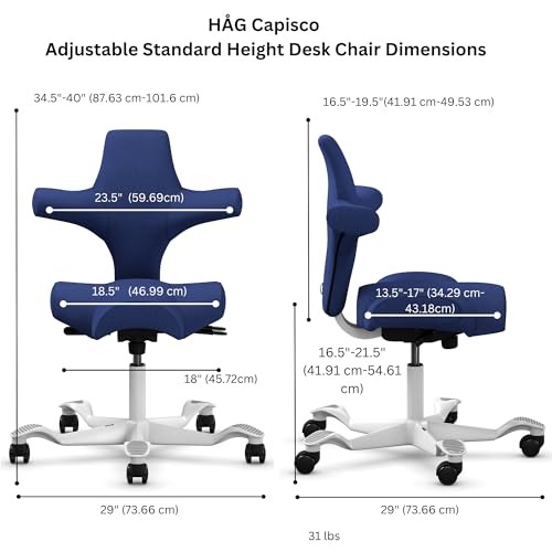 Image of HAG Capisco Standard Chair-White Frame-Upholstered Cobalt Blue