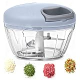 MOPUBZO Tritatutto Manuale 500ml con Corda, Tritaverdure Manuale, Taglia Verdure, Tritaverdure da Cucina per Cipolle, Aglio, Verdure, Noci