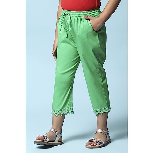 Image of BIBA Girls Regular Mid Rise Cotton Blend Capris