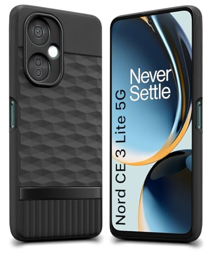 Image of WOW IMAGINE Back Cover for 1+ OnePlus Nord CE 3 Lite 5G with Hexa Cube Design | Ultra Slim Soft Rubberised Case | Inner Velvet Fabric | Matte Silicone Flexible Mobile Case | Camera Protection - Black
