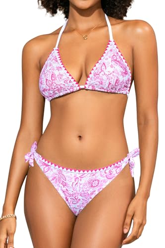 Bikini deux pièces triangle SHEKINI avec haut halter réglable pour l'été