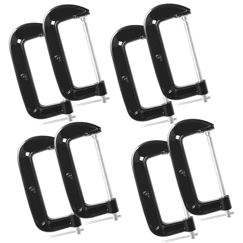 Storystore 6 Inch C Clamps Set, 8 Pack Heavy Duty Steel C Clamp for Brake Caliper, Small Iron C-Clamps for Woodworking, Welding and Building (6 Inch - 8 Pack)