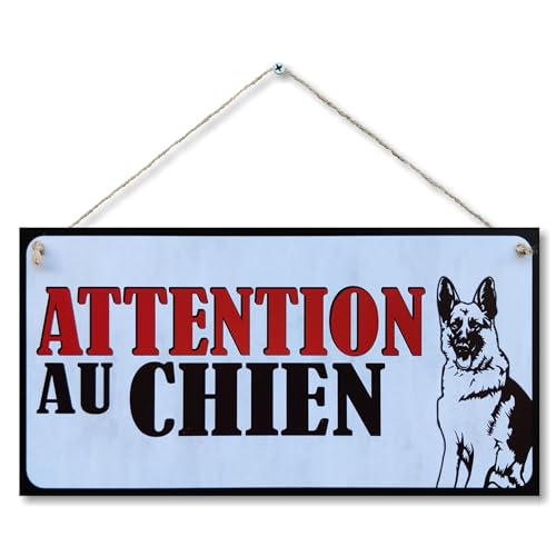 CARISPIBET Attention au chien ! Enseignes d'avertissement pour votre maison, enseignes pratiques pour l'extérieur, plaque de porte de maison 15 x 30cm