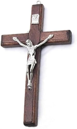 Wooden Cross Hanging Religious Worship Symbol For Home Decoration, Brown Wooden Catholic Crucifix Orament, Decorative Accessories