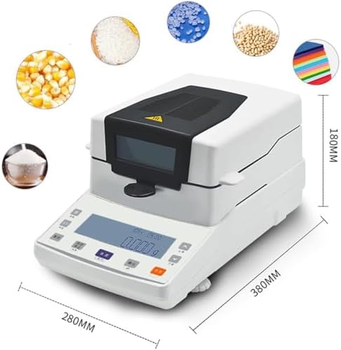 Digital Moisture Analyzer with Halogen Heating, Adjustable Temp/Time, 5mg-110g Range, Perfect for Food, Tea, Laboratory Experiments, Accurate & Fast Results