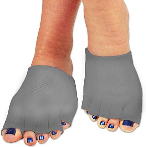 Bcurb Toe Gel-Lined Compression Socks (1 Pair) Toes Separating Therapeutic Moisturizes Dry Feet Hard Cracked Skin. (Gray, Medium)