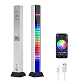 ecualizador de voz app 【LED RGB de 40 bits 】 40 perlas de luz deslumbrantes incorporadas pueden realzar la encarnación dinámica de la música y el campo de sonido. Te da una belleza decorativa vibrante. Te da una belleza decorativa vibrante. Perfecto para salas de transmisión en directo, estudio, conciertos en directo y juegos.