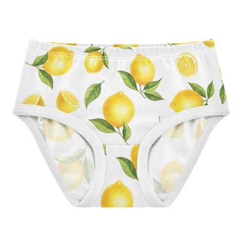 Bright Yellow Lemons White Girl Panties Cute Girls Underwear Toddler Cotton Durable Kids Briefs Undies 2t