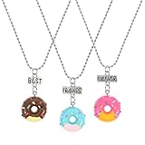 Friendship Bracelets 3 Pcs Best Friend Necklaces Donuts Ice Cream Pendant Friendship Necklaces for 3 Girls Birthday Friends Sisters Jewlery (Best Friend Forever) Girl Toys