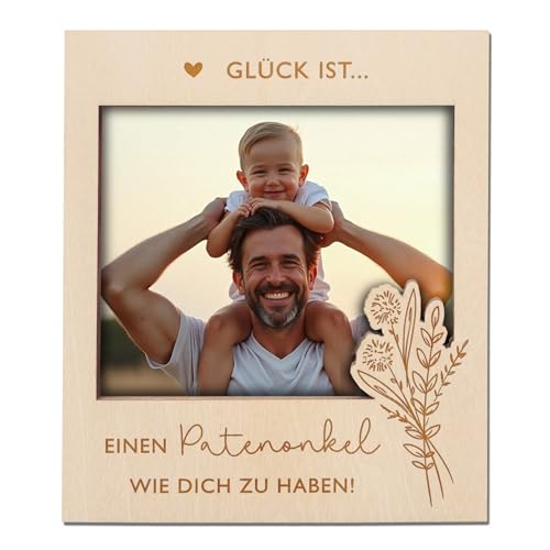 Joli Coon Bilderrahmen Glück ist einen Patenonkel wie dich zu haben - Magnetischer Bilderrahmen für gemeinsames Bild - Geschenk Patenonkel