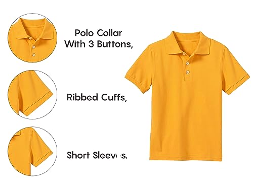 Image of Galaxy by Harvic Polo Shirt for Boys - 5 Pack School Uniform for Boys, Tagless Cotton Blend - Soft Comfortable Everyday Wear