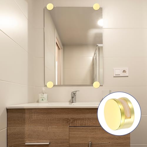 Image of uxcell 4 Pcs Frameless Mirror Mounting Hardware, Zinc Alloy Mirror Holders Mirror Mounting Clips Mirror Hanging Holders Brackets Kit with Screws & Anchors for Bathroom, Gold