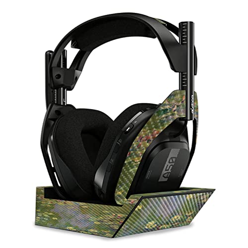 Image of MightySkins Carbon Fiber Skin Compatible with Astro A50 Wireless Headphones + Base Station (Gen 4) - Water Lilies | Protective, Durable Textured Carbon Fiber Finish | Easy to Apply | Made in The USA