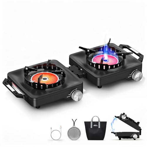 MoKo Propane Camping Stove 2 Burner, 36,000 BTU Infrared & Open Flame...