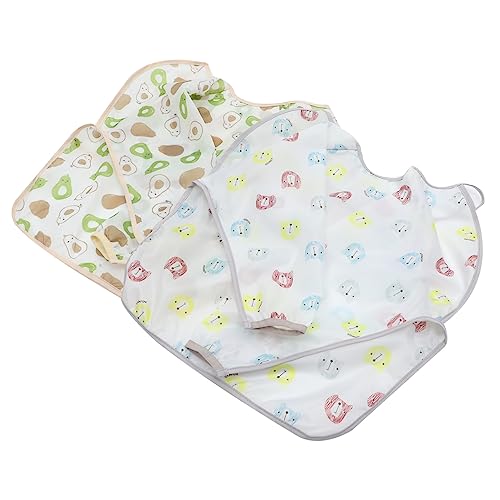 IWOWHERO 2個 日本製子供用スモック防水落書き絵よだれかけ 授乳よだれかけ 幼児用スモック 男の子よだれかけ スリーブビブ 幼児用長袖フルよだれかけ 用長袖よだれかけ ポリエステル