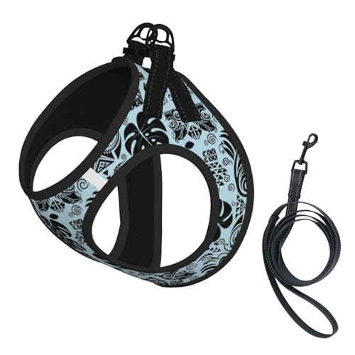 Escape Proof Dog Vest Harness, Polynesian Tattoo Tapa Designs in Blue,...