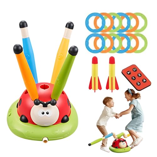 Salto Musical - Juego De Lanzamiento De Anillo Interactivo | Fun Laschera Misil | Laybug Jumps Rockets Launchers Adecuado Para Juegos Al Aire Libre, Juegos De Fiesta Para Niños, Actividad Física E