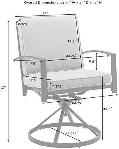 Crosley Furniture Ko60026Bz-Mi Kaplan Outdoor Metal Dining Swivel Chairs, Set Of 2, Oiled Bronze With Mist Cushions #TOP2