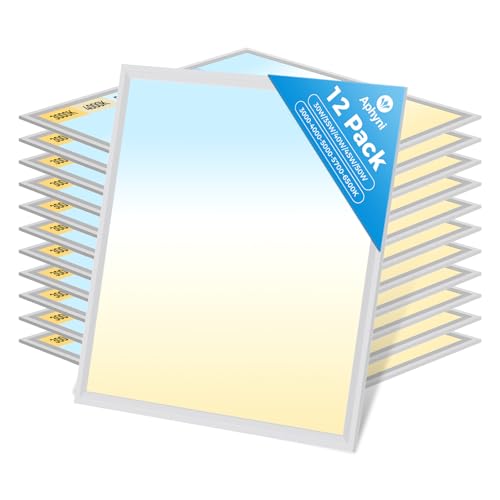 12PACK 2x2 LED Flat Panel Light, 5500 Lumens, 0-10V Dimmable, 30W/35W/40W/45W/50W Power Selectable, 3000K-6500K CCT Adjustable, 120-277V Drop Ceiling Light for Office, School, Commercial Use