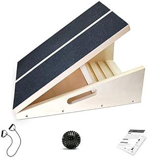 Slant Board Calf Stretcher Ankle Stretcher Calf Stretch Wedge Adjustable Incline Board Achilles Stretcher Non Slip with Spiky Massage Ball and Stretch Resistance Tube for Plantar Fasciitis Exercise