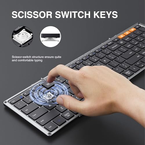 Image of ProtoArc XK01 Full-Size Foldable Bluetooth Keyboard for Travel, Space Gray | 105 keys, number pad, 0.65in keycaps, 3-device Bluetooth 5.1 switching, USB-C charging, for laptop tablet phone