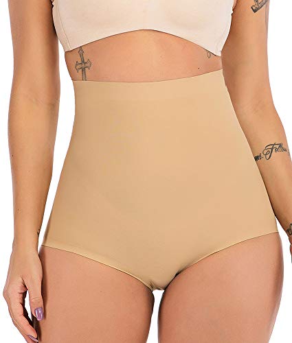 DODOING High Waist Seamless Butt Lifter Enhancer Tummy Control Padded Panty Underwear Beige