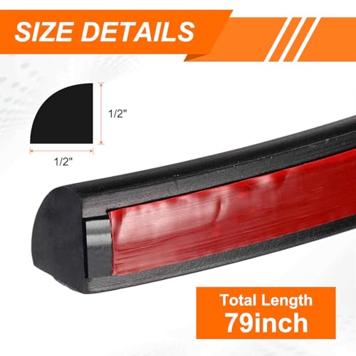 HARFINGTON Flexible Quarter Round Molding Wall Trim 1/2" x 1/2" x 79" Double Peel and Stick Bendable Rubber Edge Moulded Trim Strip for Corner Ceiling Floor Bathroom Countertop, Black by HARFINGTON - Used condition - Image 2